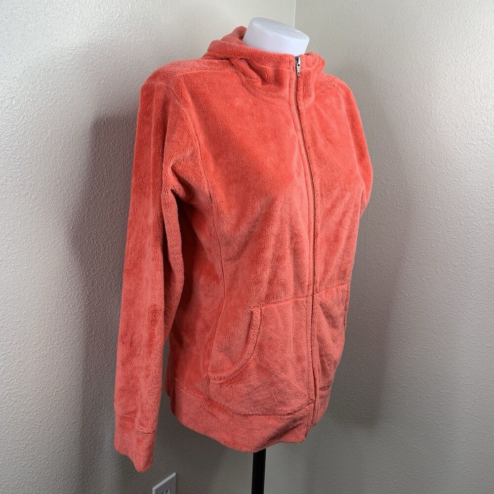 Patagonia Worn Wear Thick Fleece Soft Coral Pink Full Zip Hoodie Jacket Sz L